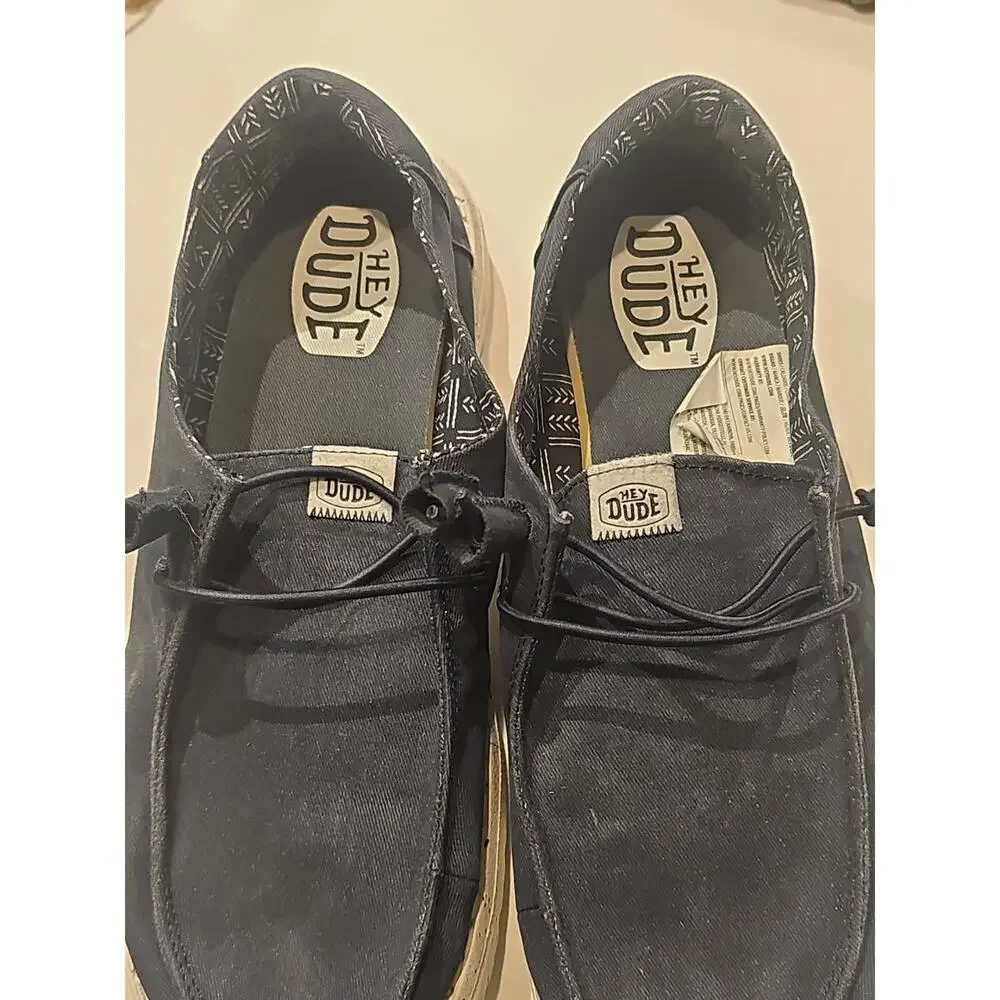 Hey Dude Wendy Navy Blue Stretch Canvas Women’s 10 Casual Slip-On